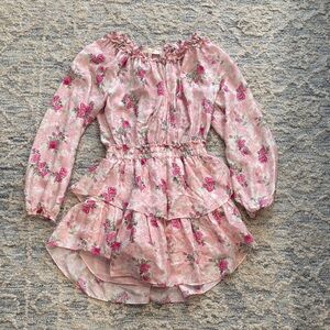 LoveShackFancy Pink Floral Mini Dress